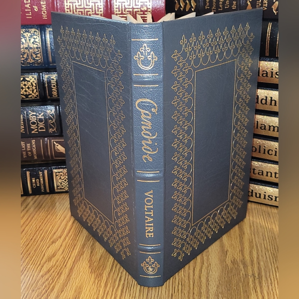 Blue and Gold Leather-Bound Book with Ornate Detailing